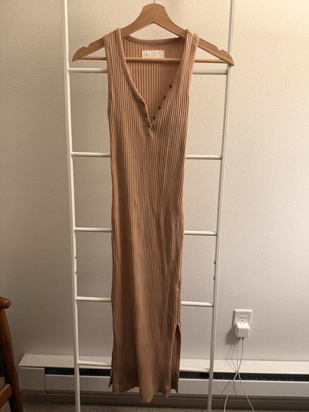 Gap Tan Ribbed Henley Midi Dress XXS - Picture 1 of 3